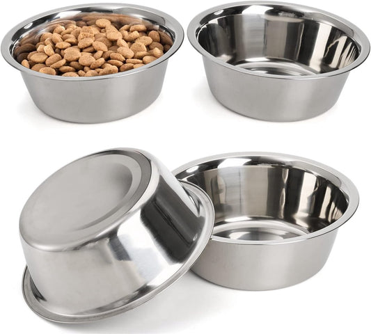 4-Pack Stainless Steel Food and Water Bowls for Cats and Dogs - Pet Food and Water Bowls - Pet Bowls - For V1188-ZXY-10512
