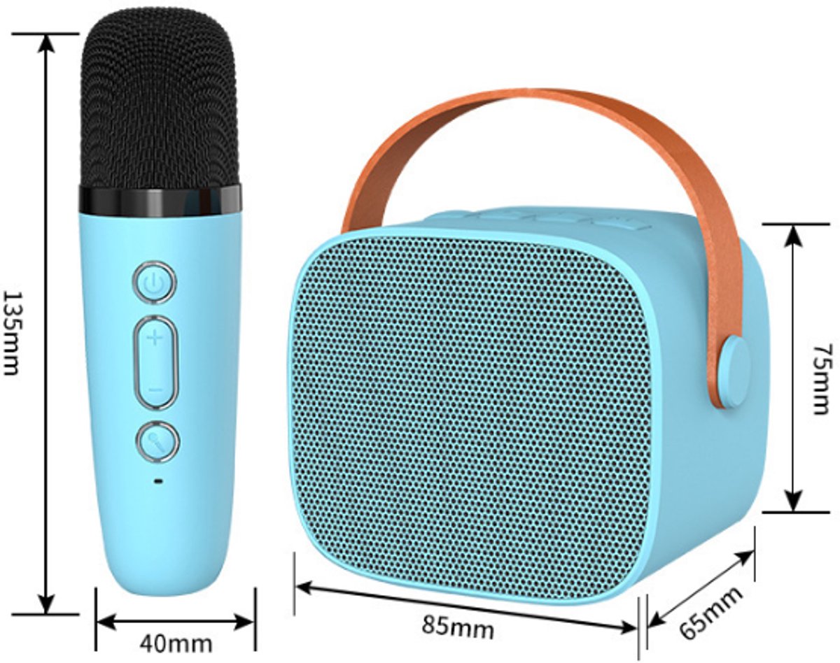 Mini Karaoke Machine - With 2 Microphones (Blue) V1188-ZXY-10513