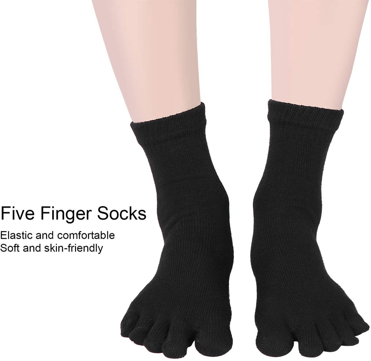 Socks - Pack of 5 pairs - Split Toe Socks - Breathable - Men's Socks - Sports Socks (Black) V1188-ZXY-10521