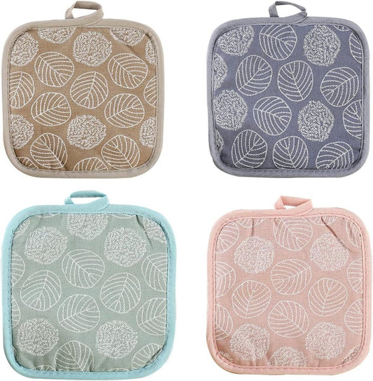 4-Pack Kitchen Heat Insulation Mats - Cotton and Linen Material - Heat Resistant - Kitchen Pot Holder - V1188-ZXY-10530