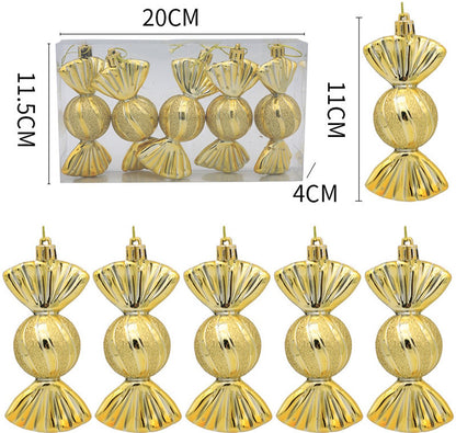 Christmas Decorations - Christmas Decorations - Painted Candy Christmas Tree Decorations - Gold (5 per box) V1188-ZXY-10541