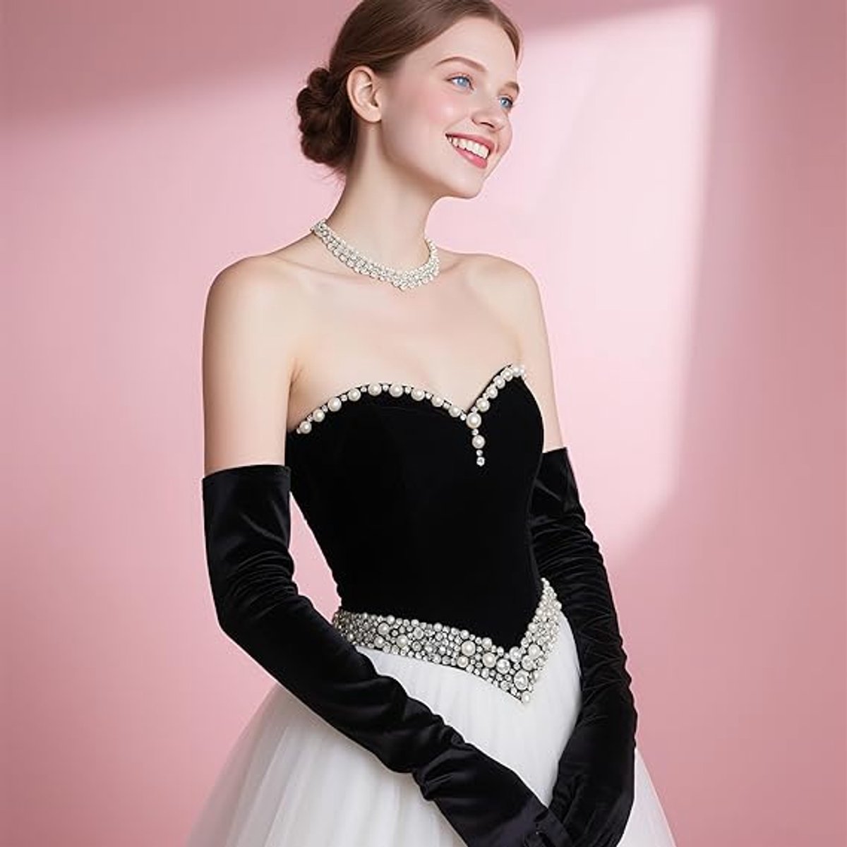 Women's Gloves - Suitable for Weddings, Tea Parties, Cosplay, and Outfit Coordination - Black V1188-ZXY-10547
