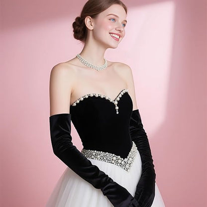 Women's Gloves - Suitable for Weddings, Tea Parties, Cosplay, and Outfit Coordination - Black V1188-ZXY-10547