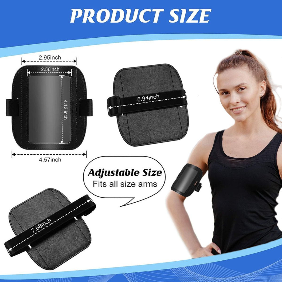 Card Holder - Arm ID Holder - Horizontal - PU Card Holder - Black 2 pieces V1188-ZXY-10548