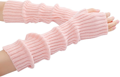 Arm Sleeves - Women's Long Fingerless Knitted Y2K Arm Sleeves - (Pink) V1188-ZXY-10556