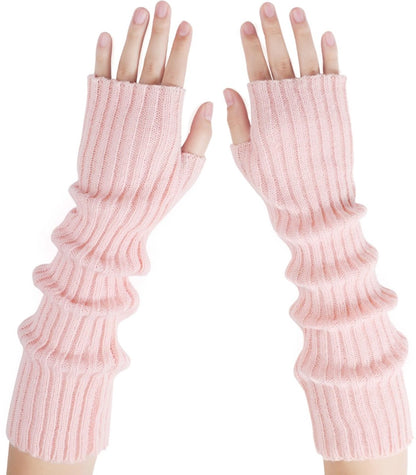 Arm Sleeves - Women's Long Fingerless Knitted Y2K Arm Sleeves - (Pink) V1188-ZXY-10556
