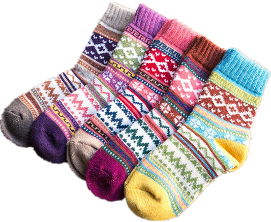 Pack of 5 pairs - Thick, warm women's socks for autumn and winter - Chunky knitted women's socks - Warm socks V1188-ZXY-10570