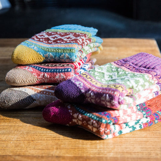 Pack of 5 pairs - Thick, warm women's socks for autumn and winter - Chunky knitted women's socks - Warm socks V1188-ZXY-10570