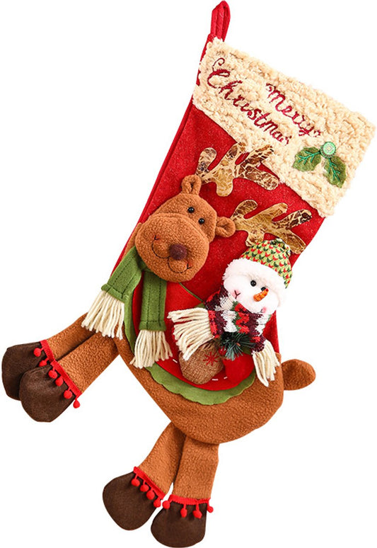 Christmas Stocking Gift Bag - Large Size - Children's - Preschool - Christmas Gift - Old Snowman - Candy V1188-ZXY-10584