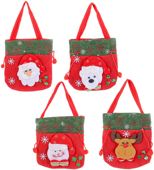 Christmas Gift Bags - Set of 4 - Velvet Material - Candy Bags for Kids - Christmas Apple Bags - Reusable V1188-ZXY-10588