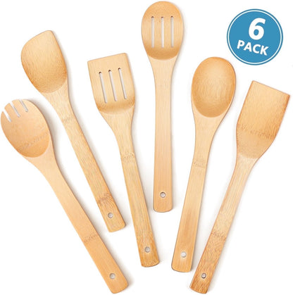 cookware set - 6-piece bamboo spatula and spoon set - Suitable for cooking - Wooden cookware V1188-ZXY-10595