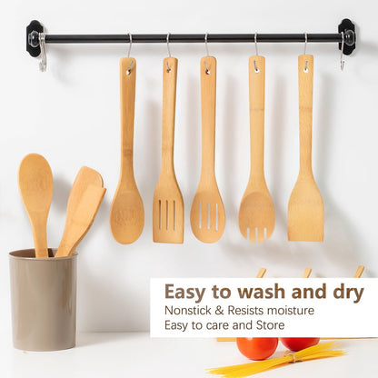 cookware set - 6-piece bamboo spatula and spoon set - Suitable for cooking - Wooden cookware V1188-ZXY-10595
