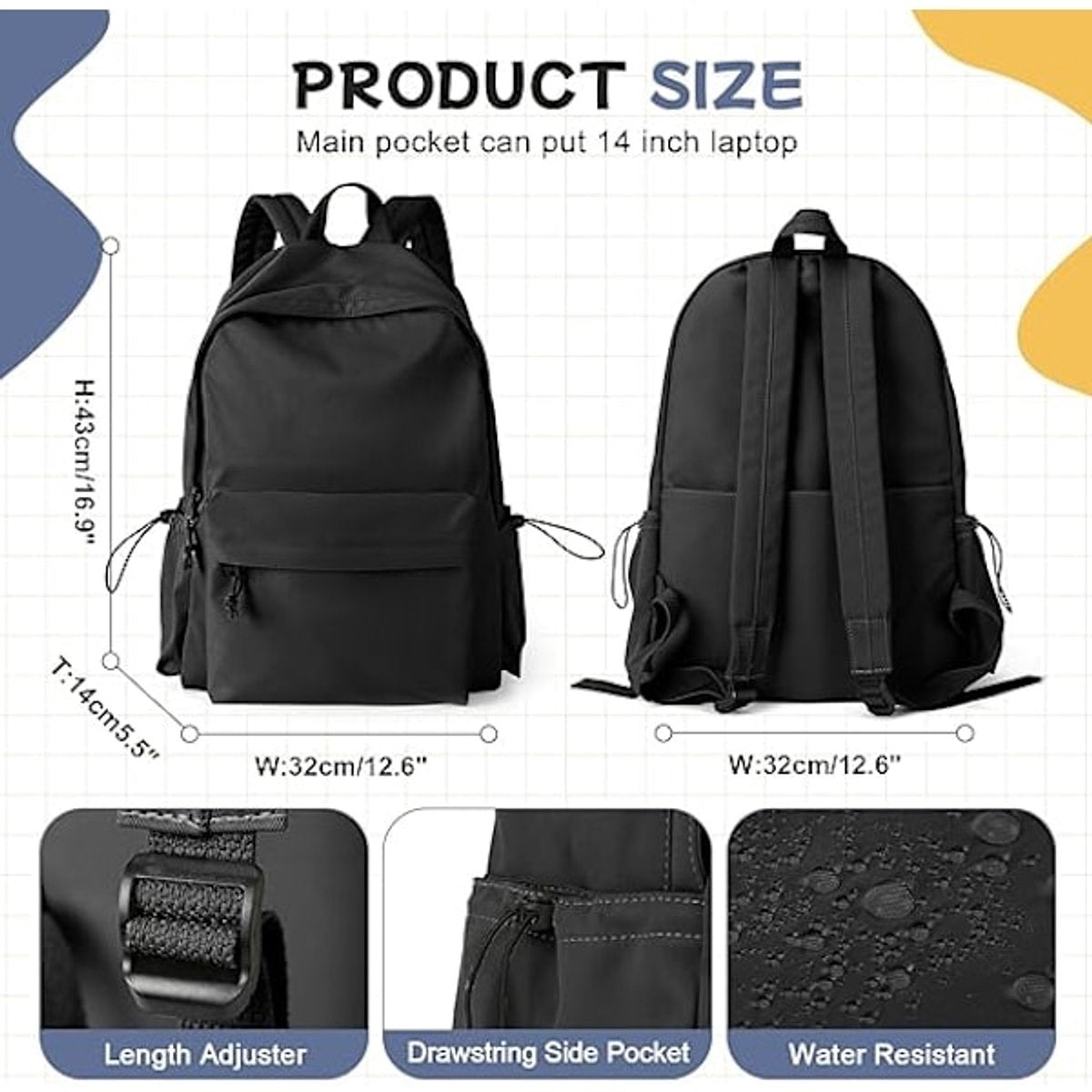 Backpacks - Casual Backpacks - Laptop Backpacks - Lightweight Waterproof Backpacks - Work Backpacks for Men V1188-ZXY-10598