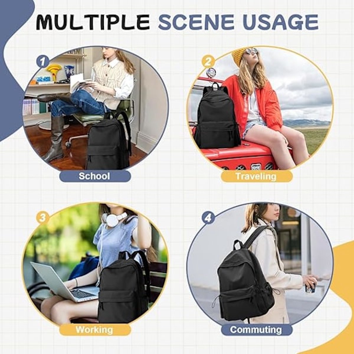 Backpacks - Casual Backpacks - Laptop Backpacks - Lightweight Waterproof Backpacks - Work Backpacks for Men V1188-ZXY-10598