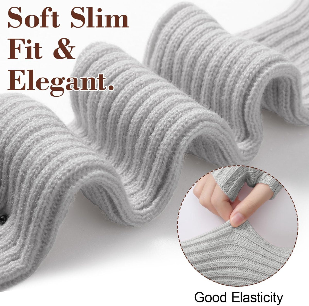 Arm Sleeves - Women's Long Fingerless Knitted Y2K Arm Sleeves - (Gray) V1188-ZXY-10603