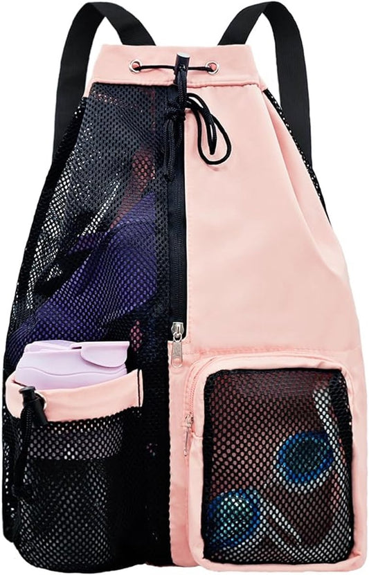 Backpack - Sports Bag - Travel Bag - Training Bag - Swimming Bag - 30*15*45cm - Mesh Material - Drawstring V1188-ZXY-10613