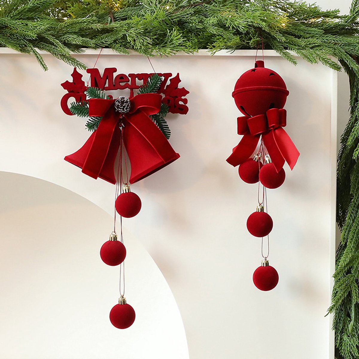 Christmas Bells - Decorative Pendant - Christmas Bells with Flock Print - Christmas Tree Decoration Display - V1188-ZXY-10615