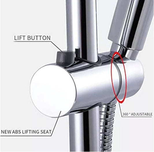 Shower Rod Slide Rail - 24mm Diameter - Handheld Shower Head Holder - Adjustable - ABS Material - Handheld V1188-ZXY-10616