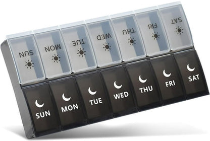 Storage Box - Vitamin Box Medicine Dispenser - Twice Daily (Black & White) V1188-ZXY-10617