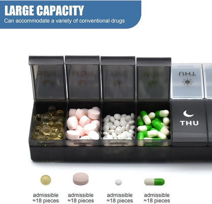 Storage Box - Vitamin Box Medicine Dispenser - Twice Daily (Black & White) V1188-ZXY-10617