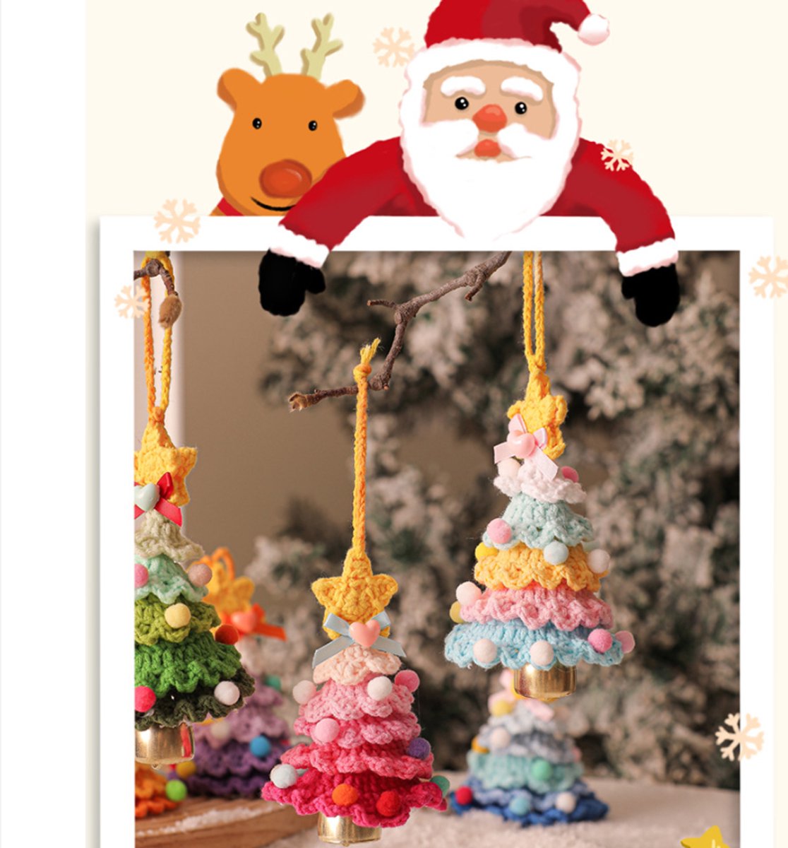 Christmas Decorations - Crochet Christmas Tree Bell Decorations - Small Christmas Decorations - Car V1188-ZXY-10620