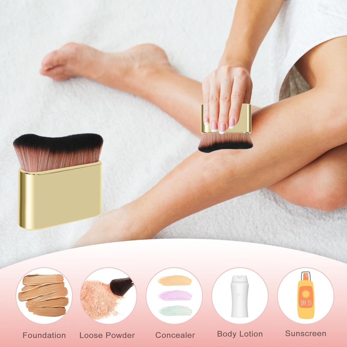Foundation Makeup Brush - Portable Makeup Brush (Gold) V1188-ZXY-10622