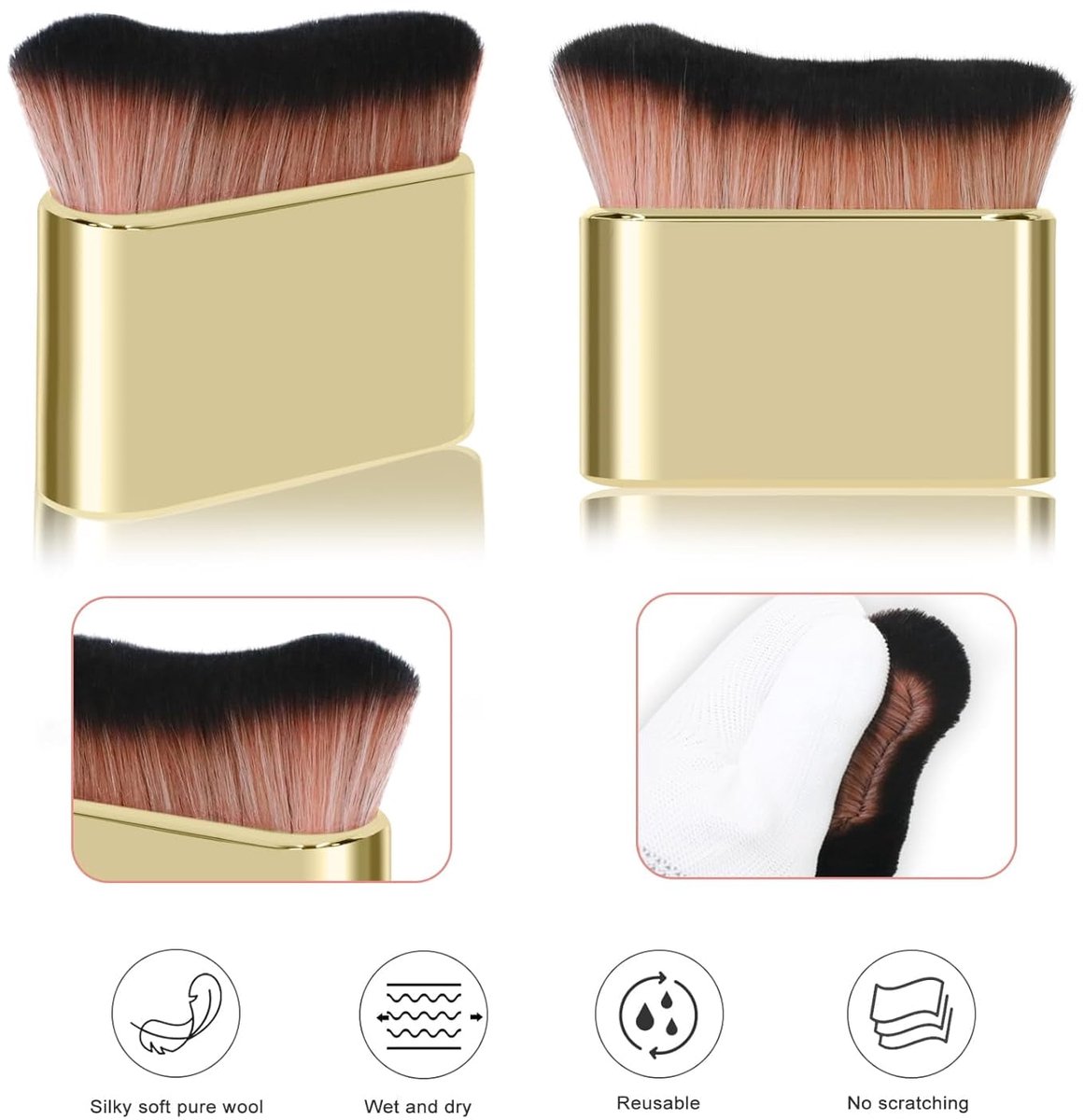 Foundation Makeup Brush - Portable Makeup Brush (Gold) V1188-ZXY-10622