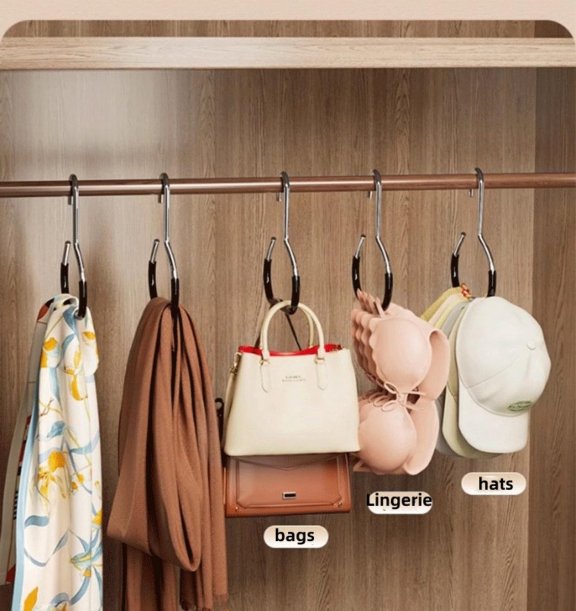 10-pack - Non-slip - Space-saving - Storage rack - Wardrobe belt/scarf hooks - Suitable for displaying hats, V1188-ZXY-10623