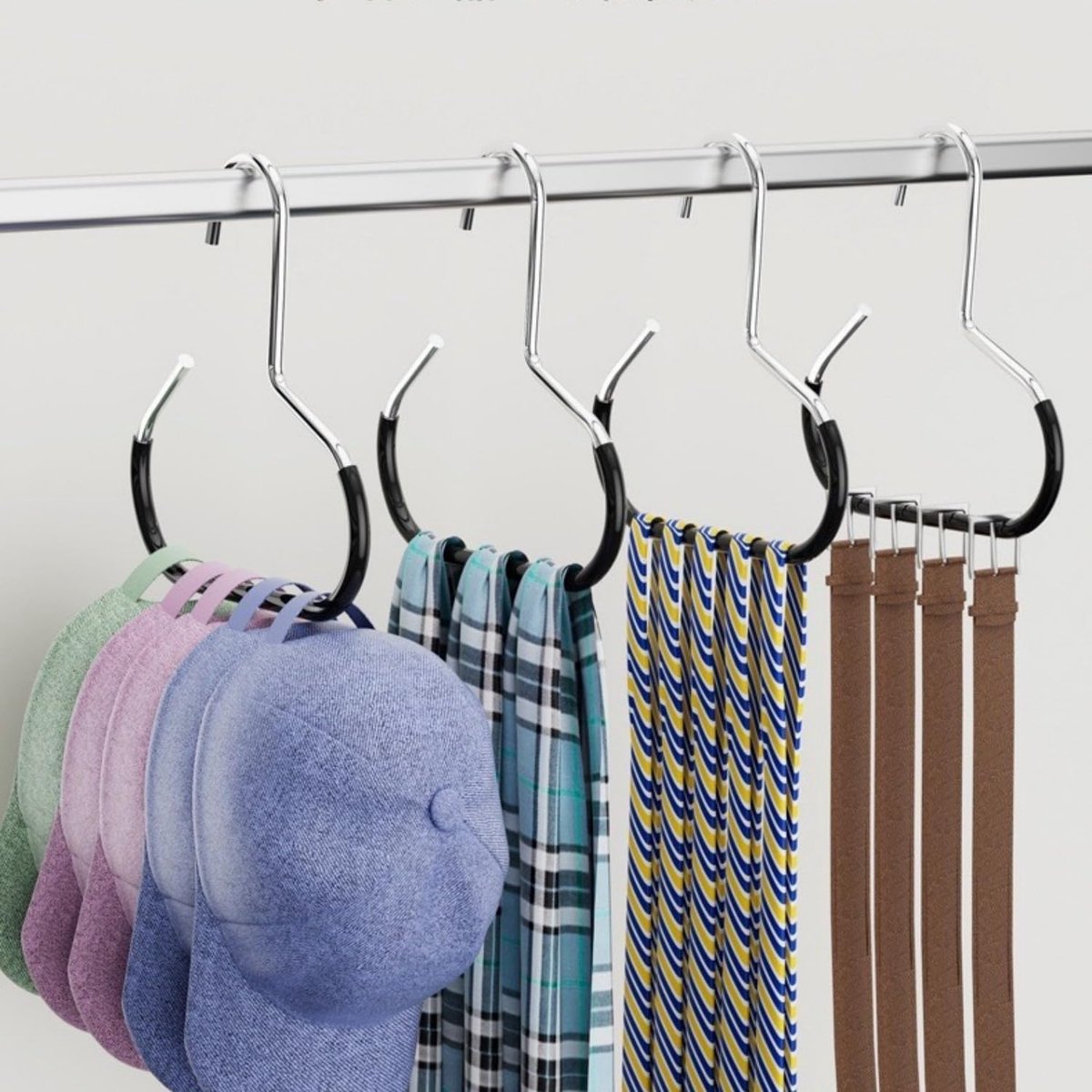 10-pack - Non-slip - Space-saving - Storage rack - Wardrobe belt/scarf hooks - Suitable for displaying hats, V1188-ZXY-10623