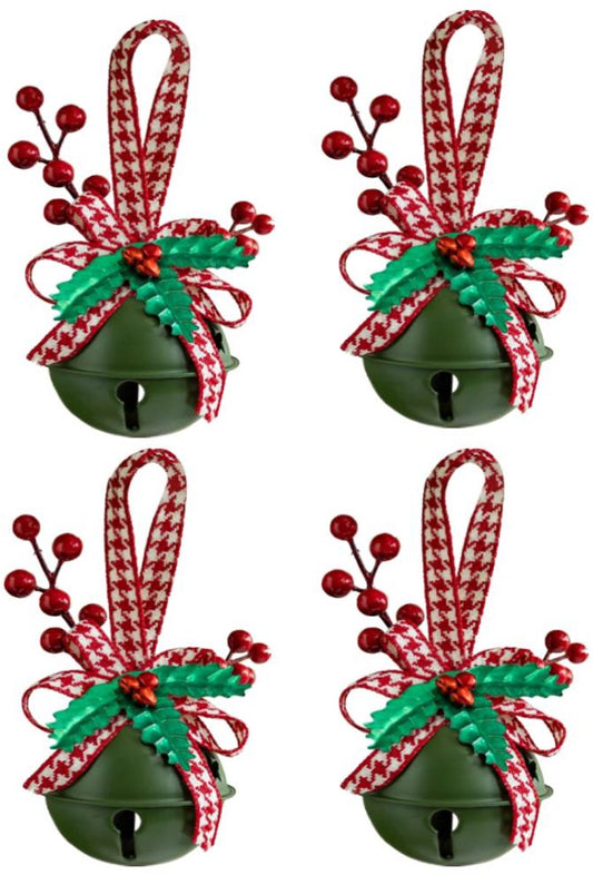 Decoration Christmas Bell Accessories with Bow - Wind Chime Pendant - Home Decoration (4 pieces) V1188-ZXY-10626