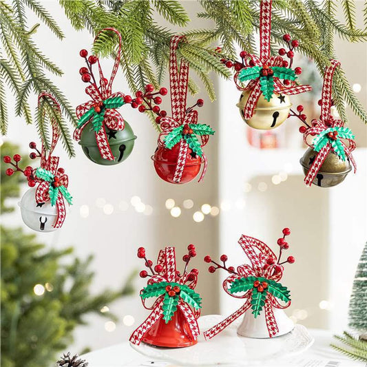 Decoration Christmas Bell Accessories with Bow - Wind Chime Pendant - Home Decoration (4 pieces) V1188-ZXY-10626