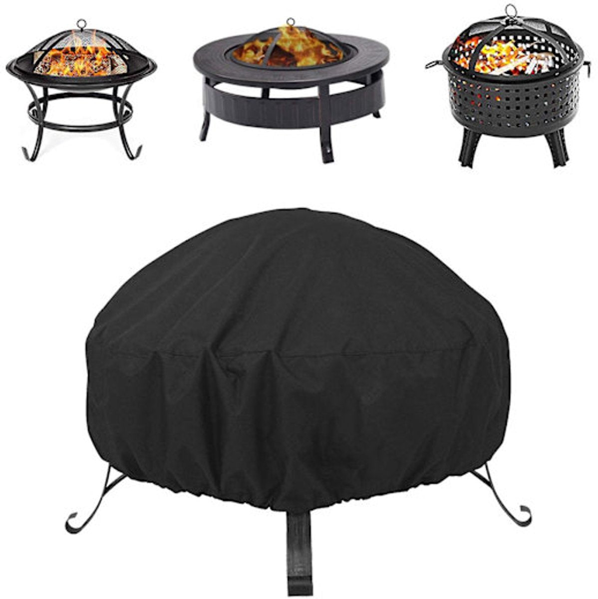 Round grill cover - waterproof, windproof, UV-resistant - Oxford cloth fire pit cover - 122x46cm V1188-ZXY-10630