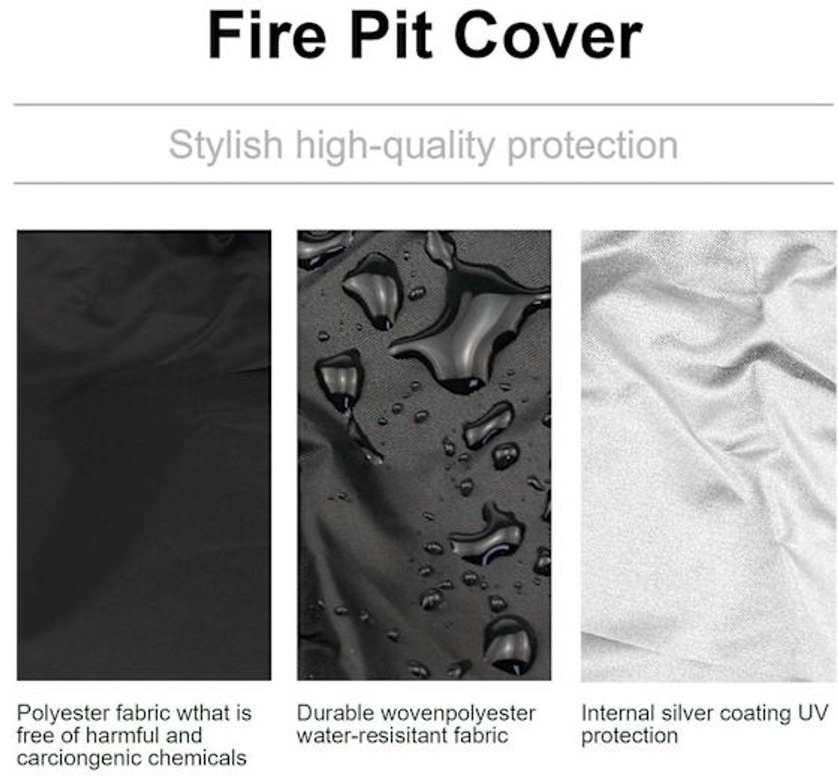 Round grill cover - waterproof, windproof, UV-resistant - Oxford cloth fire pit cover - 122x46cm V1188-ZXY-10630