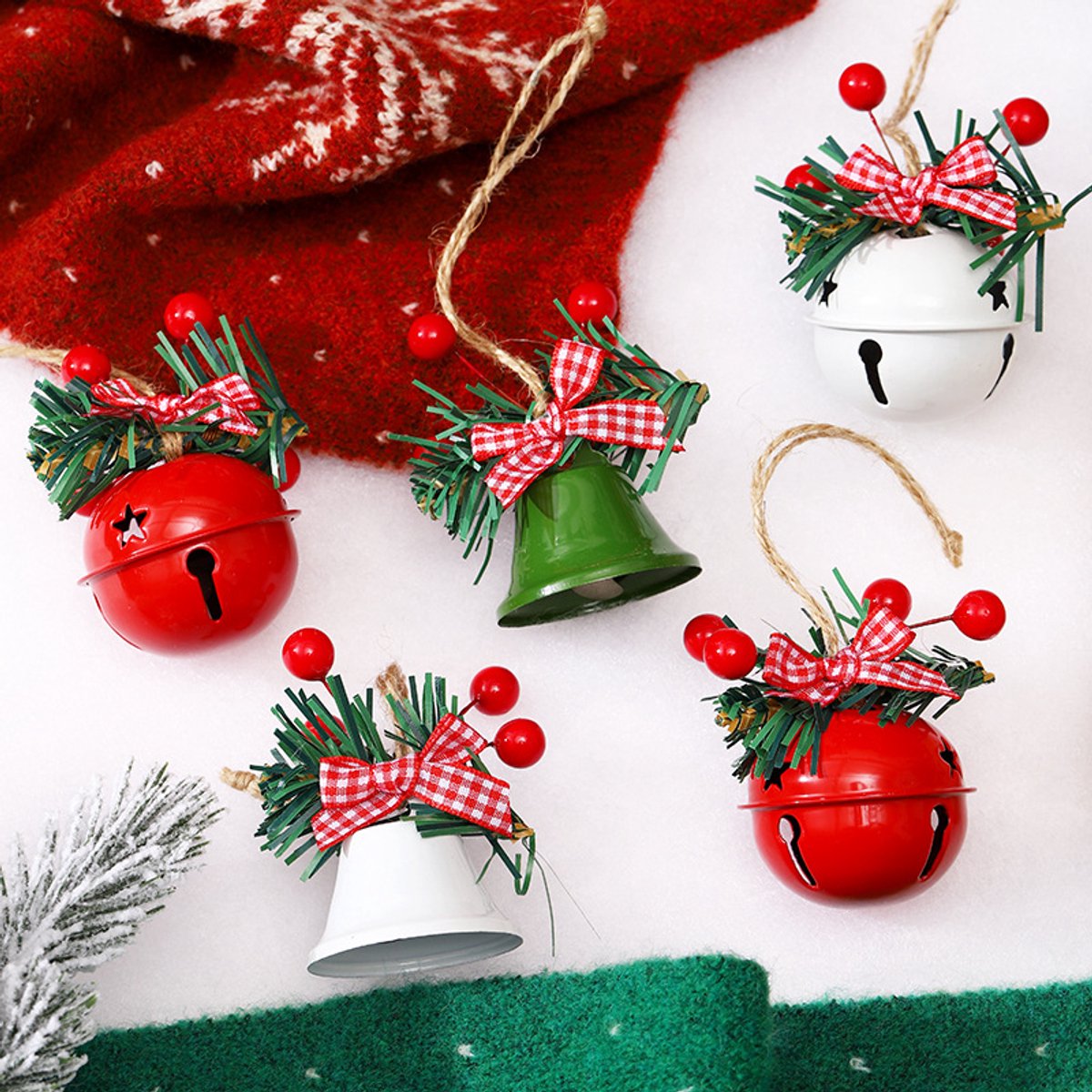 Christmas Bells - 6 - Christmas Tree Decorations - Metal Bells - Christmas Decorations - DIY Metal Bell V1188-ZXY-10633