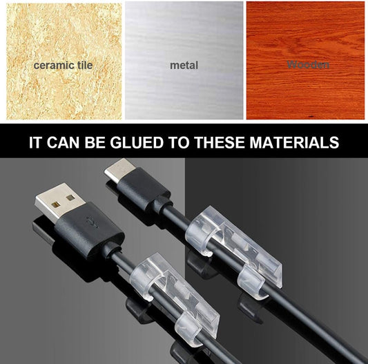 40 7mm Cable Organizer Clips with Adhesive Backing - Wall Mount Cable Clips - Cable Holder with Clips - Cable V1188-ZXY-10634