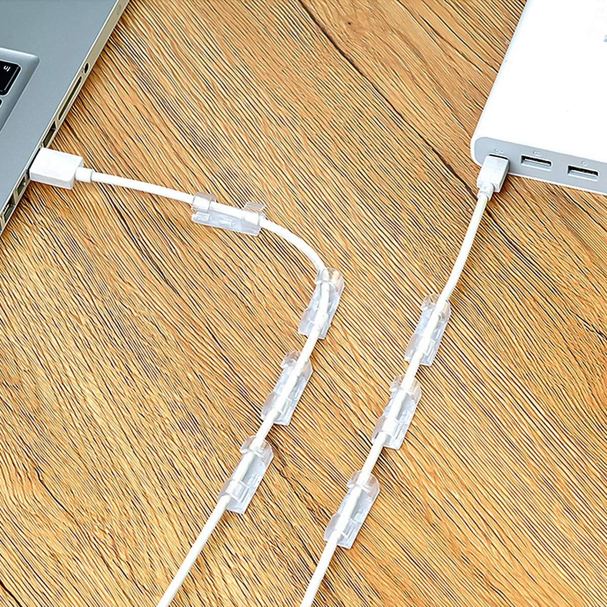 40 7mm Cable Organizer Clips with Adhesive Backing - Wall Mount Cable Clips - Cable Holder with Clips - Cable V1188-ZXY-10634
