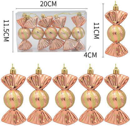 Christmas Decorations - Christmas Decorations - Painted Candy Tree Decorations - Rose Gold (5 per box) V1188-ZXY-10644