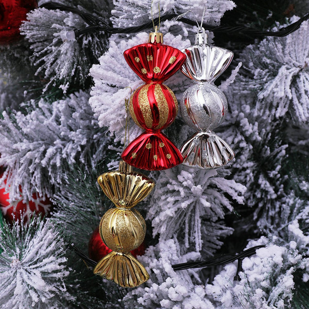 Christmas Decorations - Christmas Decorations - Painted Candy Tree Decorations - Rose Gold (5 per box) V1188-ZXY-10644