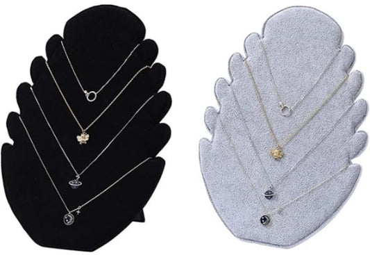 Set of two - Necklace display rack with 5 compartments - Velvet fabric - for hanging necklaces and storing V1188-ZXY-10652