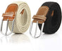 Women's Braided Belt - Stretch Canvas - Elastic Waistband - 2-Pack - No Holes V1188-ZXY-10657