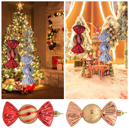 Christmas Decorations - Christmas Decorations - Painted Candy Christmas Tree Decorations - Silver (5 per box) V1188-ZXY-10658