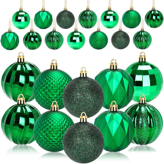 Christmas Baubles - 24 pieces - Large size, 6 cm diameter - Unbreakable plastic - Christmas tree decoration - V1188-ZXY-10669