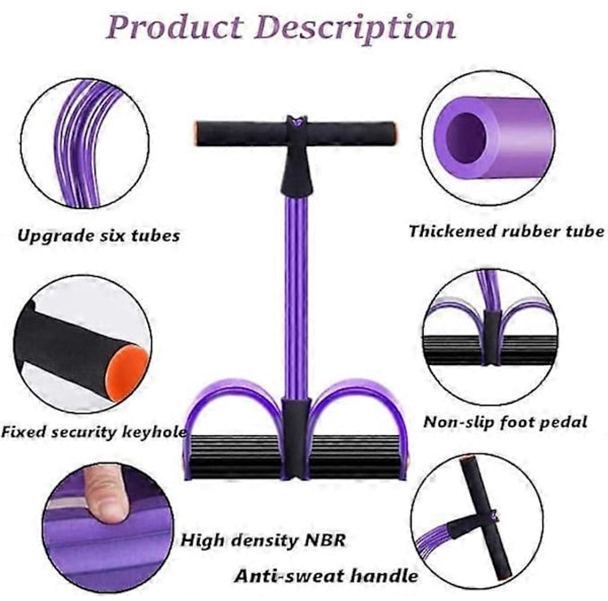 Abdominal Trainer - Abdominal Exercises - Home Full Body Expander - 6 Tubes - Elastic Drawstring V1188-ZXY-10671