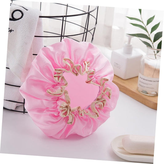 Four-Piece Double Layer Shower Cap Set - Hair Salon - Shower Cap Cover - Kitchen Cap - Pink - Gray - Brown - V1188-ZXY-10674
