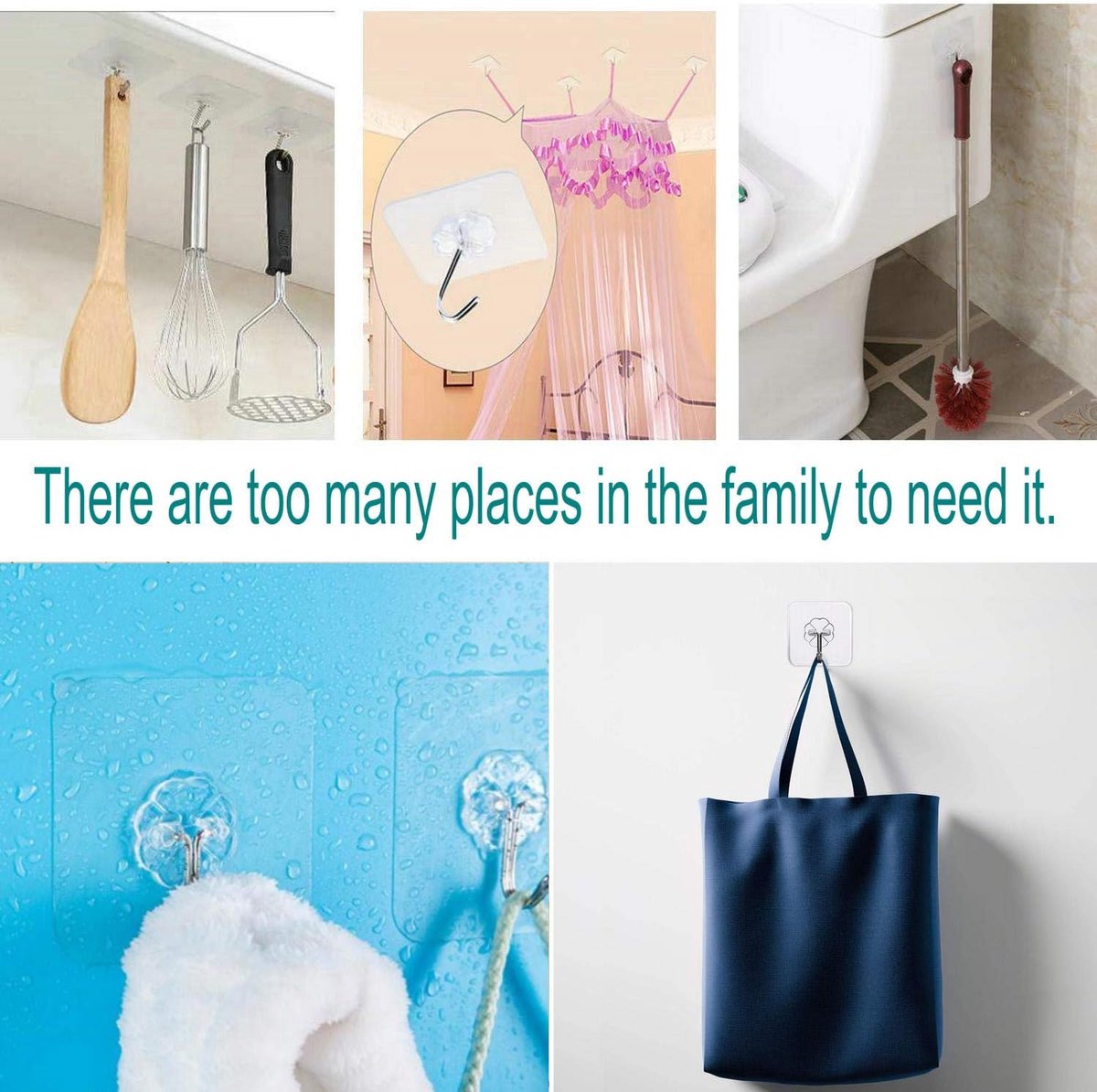 Self-adhesive hooks - transparent - waterproof - self-adhesive wall hooks - suitable for keys - bathroom, V1188-ZXY-10675