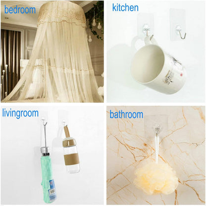 Self-adhesive hooks - transparent - waterproof - self-adhesive wall hooks - suitable for keys - bathroom, V1188-ZXY-10675