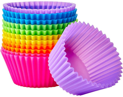 Baking Trays - Round Reusable Baking Trays - Pack of 12 (Ovenproof up to 220 degrees C) - Assorted Colors V1188-ZXY-10686