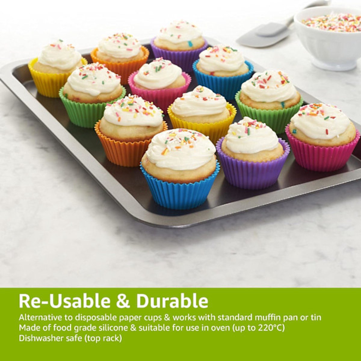 Baking Trays - Round Reusable Baking Trays - Pack of 12 (Ovenproof up to 220 degrees C) - Assorted Colors V1188-ZXY-10686