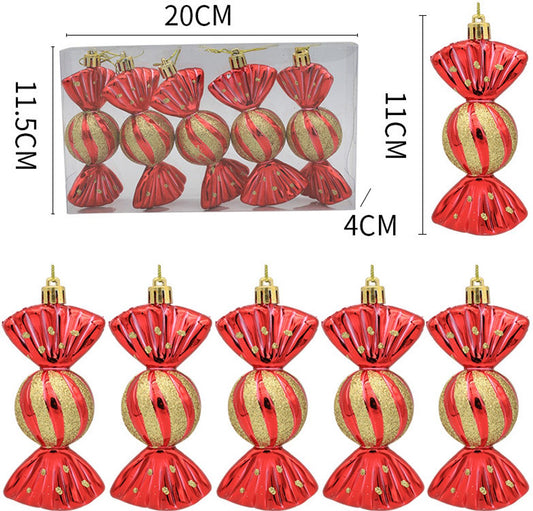 Christmas Decorations - Christmas Decorations - Painted Candy Christmas Tree Decorations - Red (5 per box) V1188-ZXY-10689