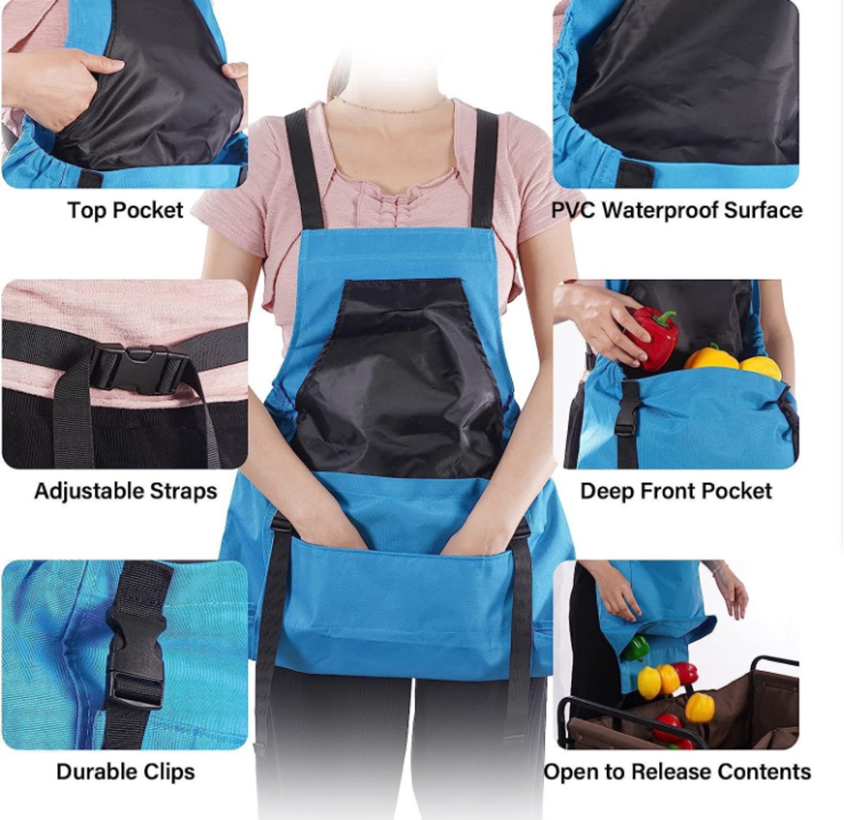 Apron Picking Bag - Large Outdoor Picking Bag - Gardening - Harvest Apron with Quick Release - Backpack Tools V1188-ZXY-10690